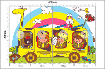 Fototapeta Dla Dzieci - Wycieczka Szkolna 400 × 280 cm – podgląd kadru