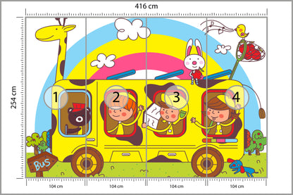 Fototapeta Dla Dzieci - Wycieczka Szkolna 416 × 254 cm – podgląd kadru