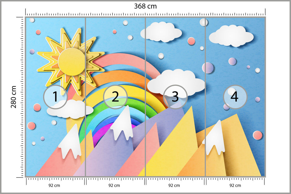 Fototapeta Dla Dzieci - Kolorowy Krajobraz 368 × 280 cm – podgląd kadru
