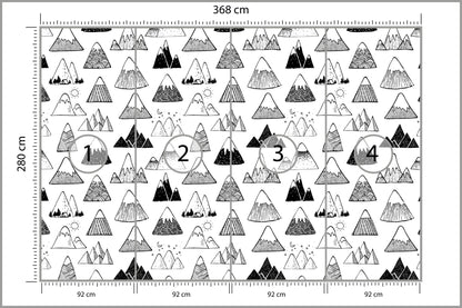 Fototapeta Góry Czarno-Biały Wzór Graficzny 368 × 280 cm – podgląd kadru