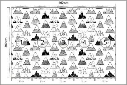 Fototapeta Góry Czarno-Biały Wzór Graficzny 460 × 300 cm – podgląd kadru