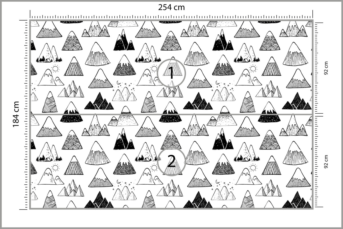 Fototapeta Góry Czarno-Biały Wzór Graficzny 254 × 184 cm – podgląd kadru