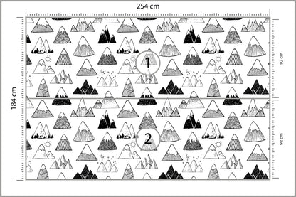 Fototapeta Góry Czarno-Biały Wzór Graficzny 254 × 184 cm – podgląd kadru