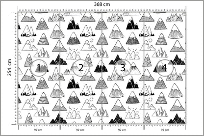Fototapeta Góry Czarno-Biały Wzór Graficzny 368 × 254 cm – podgląd kadru