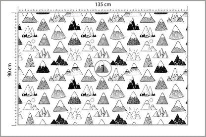 Fototapeta Góry Czarno-Biały Wzór Graficzny 135 × 90 cm – podgląd kadru