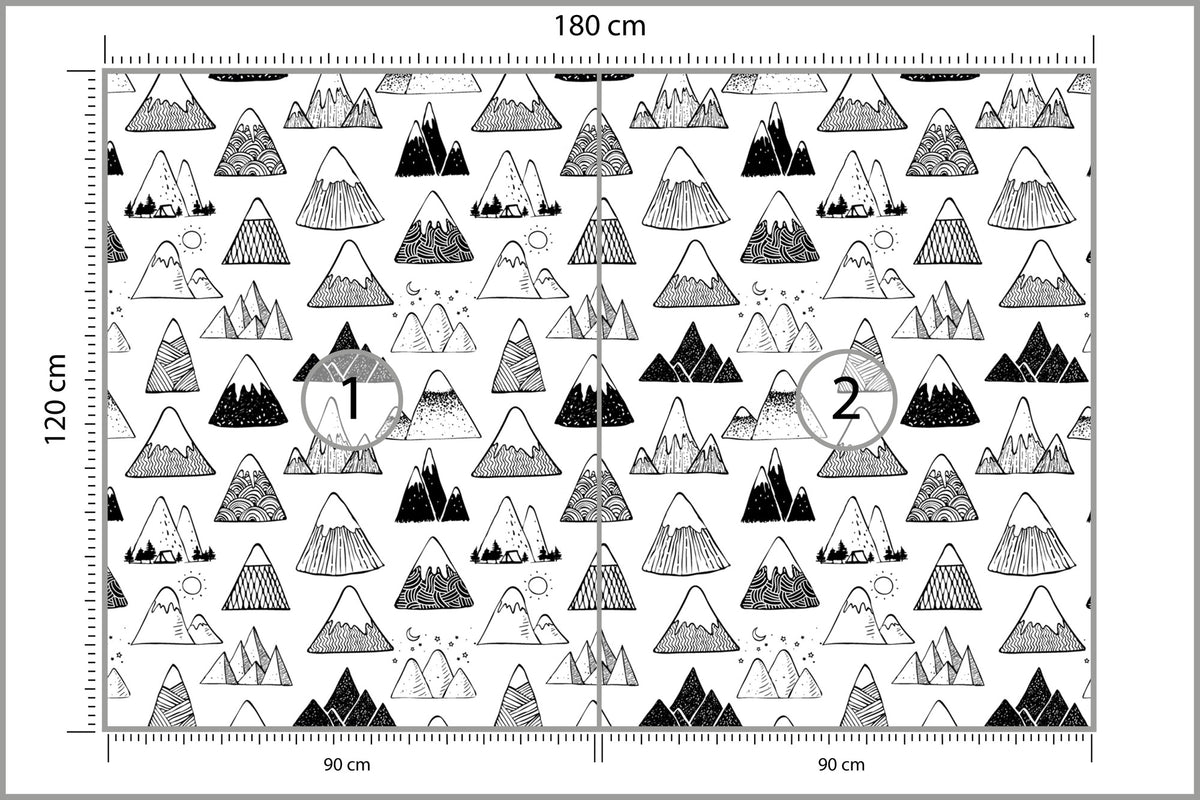 Fototapeta Góry Czarno-Biały Wzór Graficzny 180 × 120 cm – podgląd kadru