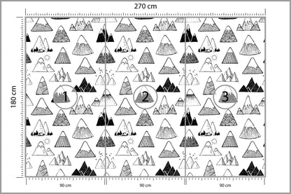 Fototapeta Góry Czarno-Biały Wzór Graficzny 270 × 180 cm – podgląd kadru