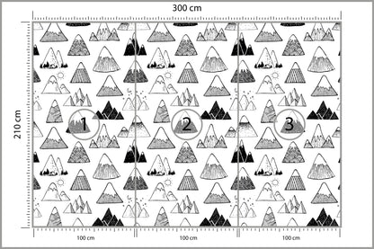 Fototapeta Góry Czarno-Biały Wzór Graficzny 300 × 210 cm – podgląd kadru