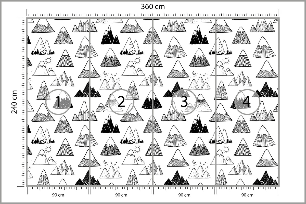 Fototapeta Góry Czarno-Biały Wzór Graficzny 360 × 240 cm – podgląd kadru