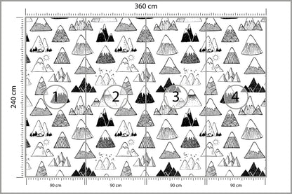 Fototapeta Góry Czarno-Biały Wzór Graficzny 360 × 240 cm – podgląd kadru