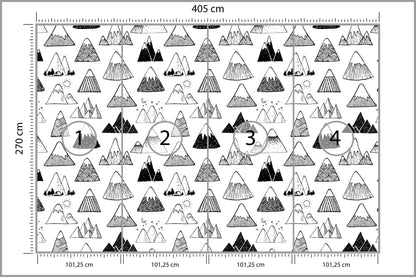 Fototapeta Góry Czarno-Biały Wzór Graficzny 405 × 270 cm – podgląd kadru
