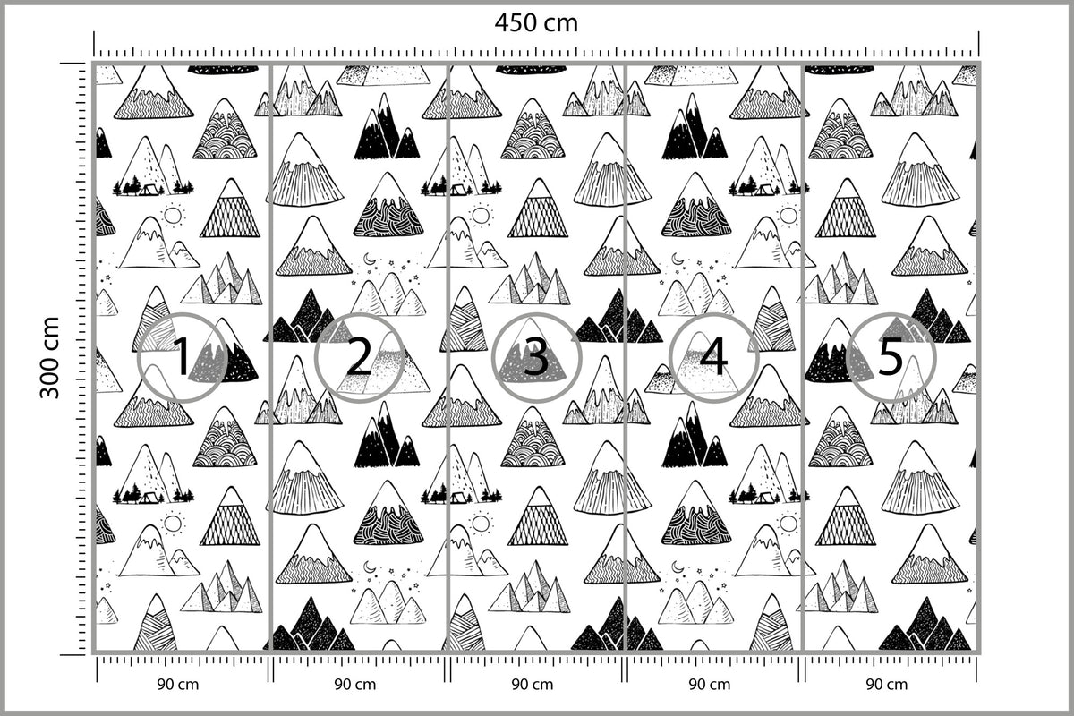 Fototapeta Góry Czarno-Biały Wzór Graficzny 450 × 300 cm – podgląd kadru