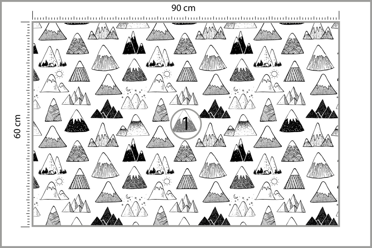 Fototapeta Góry Czarno-Biały Wzór Graficzny 90 × 60 cm – podgląd kadru