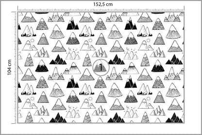 Fototapeta Góry Czarno-Biały Wzór Graficzny 152,5 × 104 cm – podgląd kadru