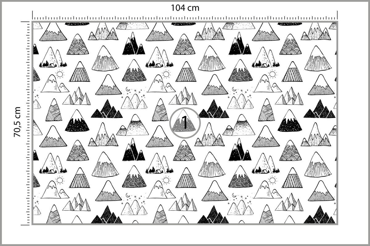 Fototapeta Góry Czarno-Biały Wzór Graficzny 104 × 70,5 cm – podgląd kadru