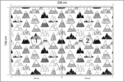 Fototapeta Góry Czarno-Biały Wzór Graficzny 208 × 146 cm – podgląd kadru