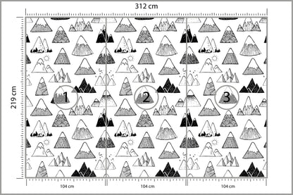 Fototapeta Góry Czarno-Biały Wzór Graficzny 312 × 219 cm – podgląd kadru