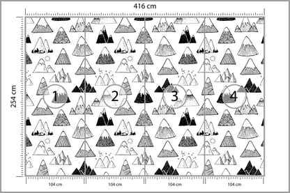Fototapeta Góry Czarno-Biały Wzór Graficzny 416 × 254 cm – podgląd kadru