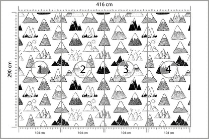 Fototapeta Góry Czarno-Biały Wzór Graficzny 416 × 290 cm – podgląd kadru