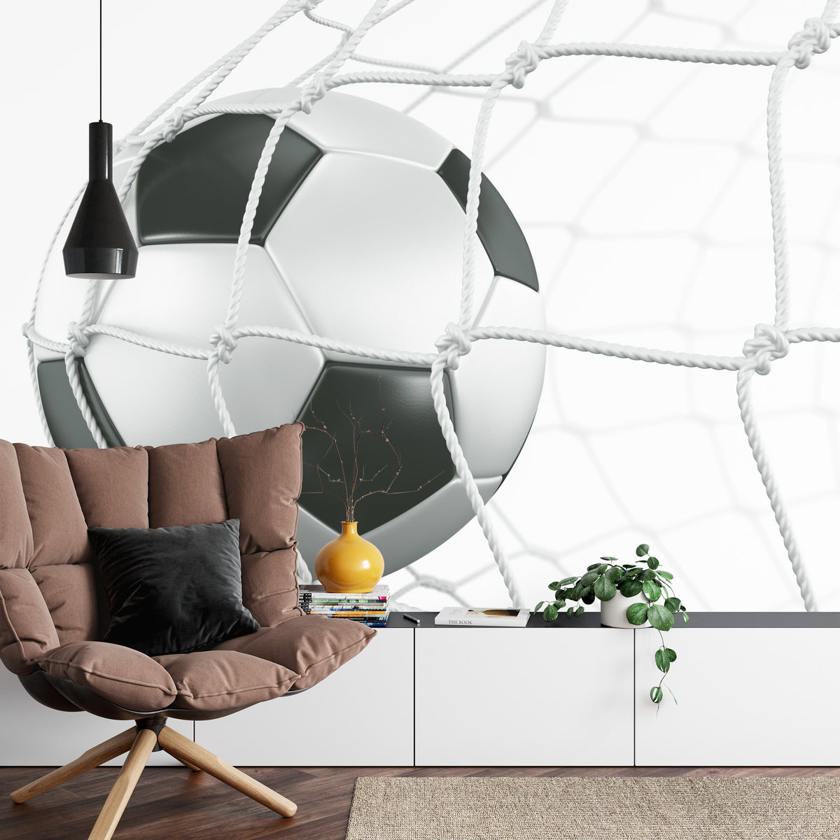 Fototapeta 3D Piłka W Siatce – aranżacja wnętrza