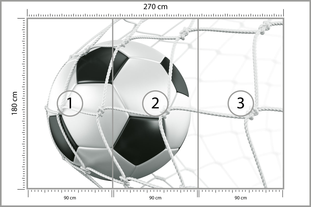 Fototapeta 3D Piłka W Siatce 270 × 180 cm – podgląd kadru