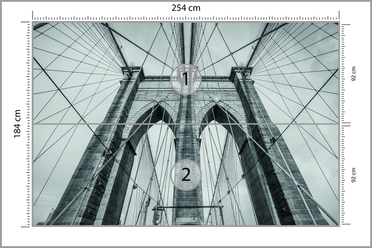 Fototapeta Most Brookliński Liny W Zbliżeniu 254 × 184 cm – podgląd kadru