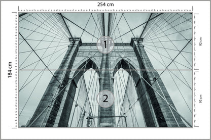 Fototapeta Most Brookliński Liny W Zbliżeniu 254 × 184 cm – podgląd kadru