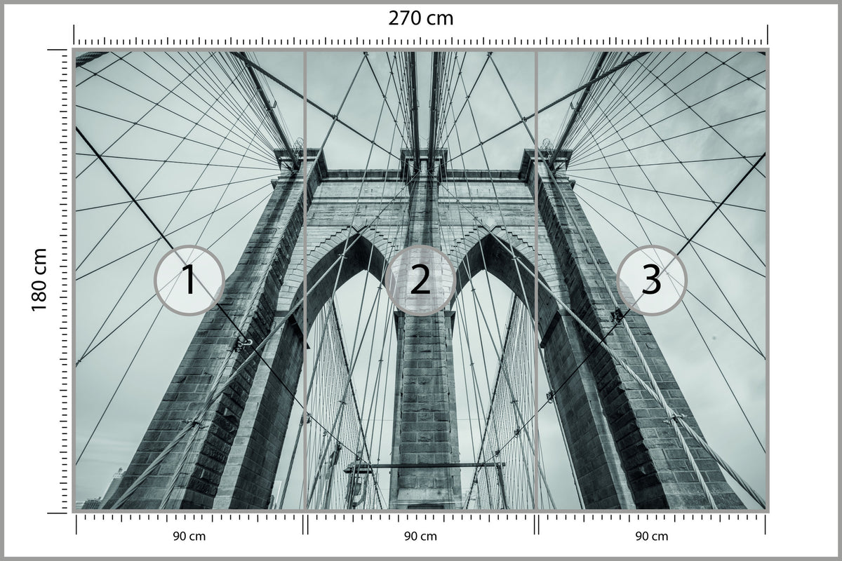 Fototapeta Most Brookliński Liny W Zbliżeniu 270 × 180 cm – podgląd kadru