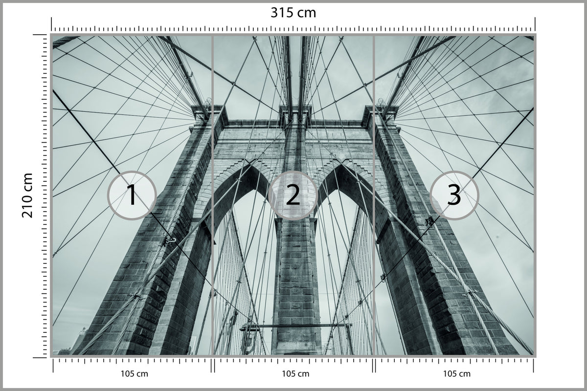 Fototapeta Most Brookliński Liny W Zbliżeniu 315 × 210 cm – podgląd kadru