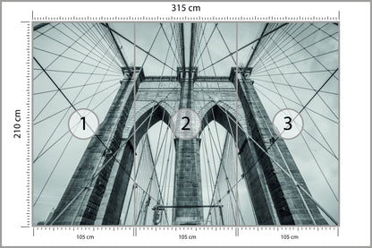 Fototapeta Most Brookliński Liny W Zbliżeniu 315 × 210 cm – podgląd kadru