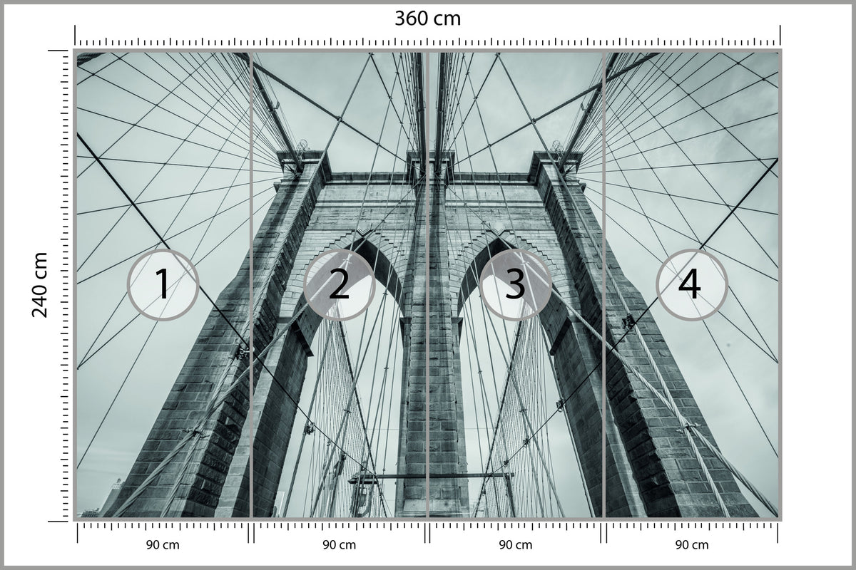 Fototapeta Most Brookliński Liny W Zbliżeniu 360 × 240 cm – podgląd kadru