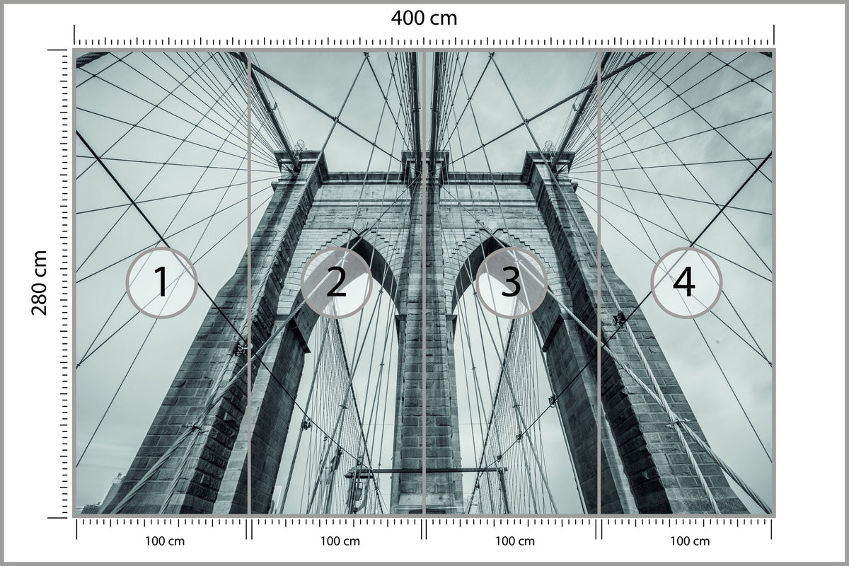 Fototapeta Most Brookliński Liny W Zbliżeniu 400 × 280 cm – podgląd kadru