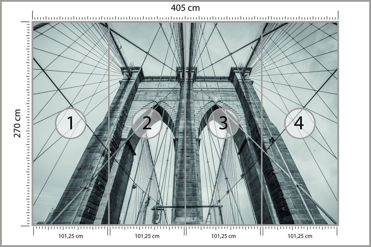 Fototapeta Most Brookliński Liny W Zbliżeniu 405 × 270 cm – podgląd kadru