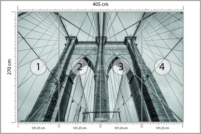 Fototapeta Most Brookliński Liny W Zbliżeniu 405 × 270 cm – podgląd kadru