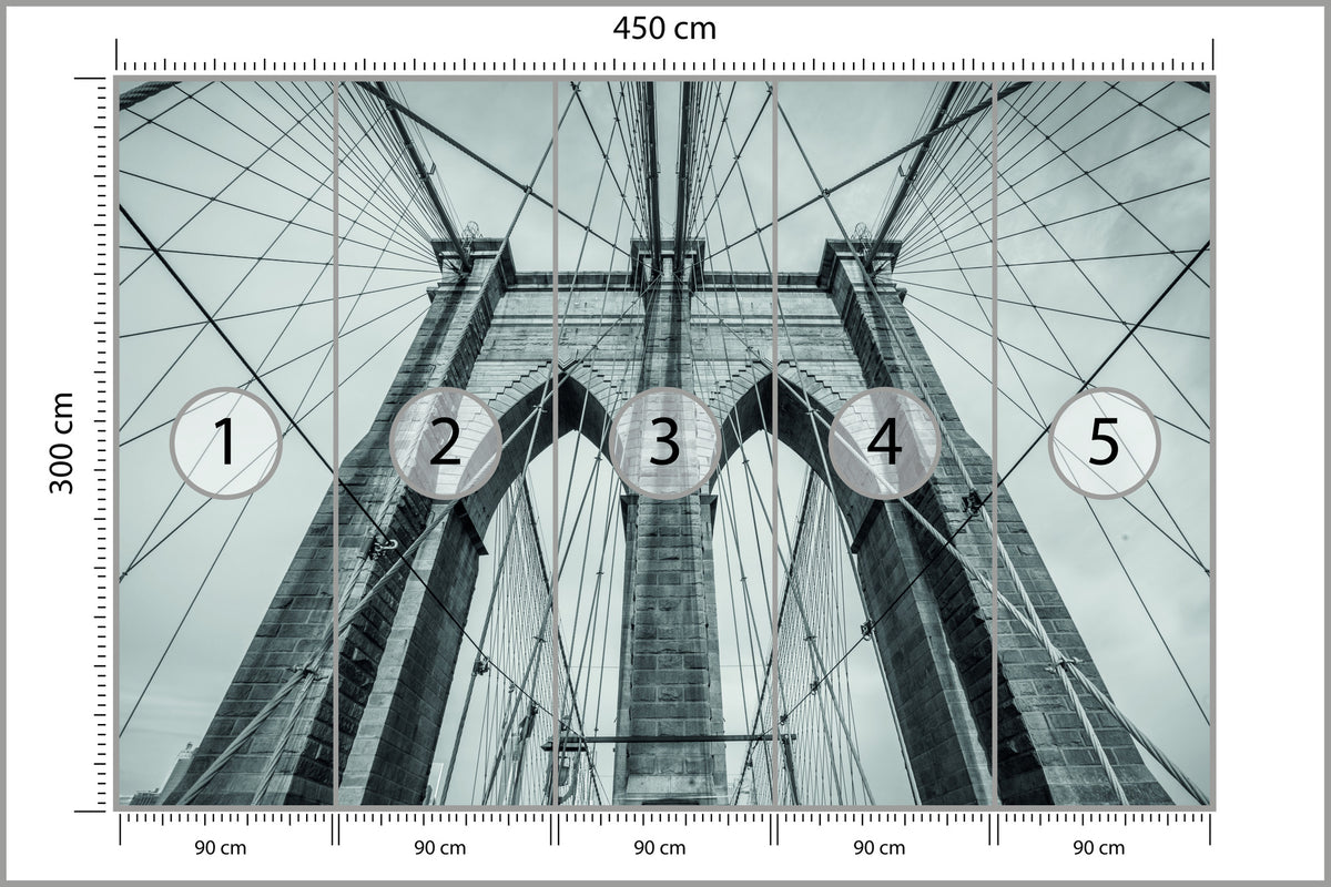 Fototapeta Most Brookliński Liny W Zbliżeniu 450 × 300 cm – podgląd kadru