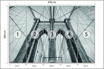 Fototapeta Most Brookliński Liny W Zbliżeniu 450 × 300 cm – podgląd kadru