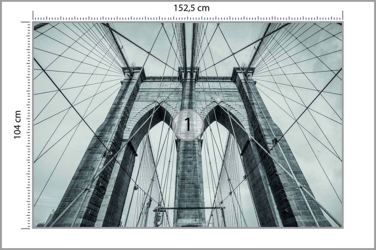 Fototapeta Most Brookliński Liny W Zbliżeniu 152,5 × 104 cm – podgląd kadru