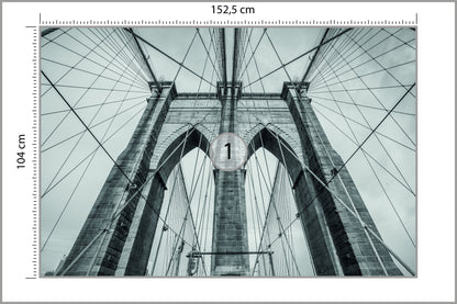 Fototapeta Most Brookliński Liny W Zbliżeniu 152,5 × 104 cm – podgląd kadru