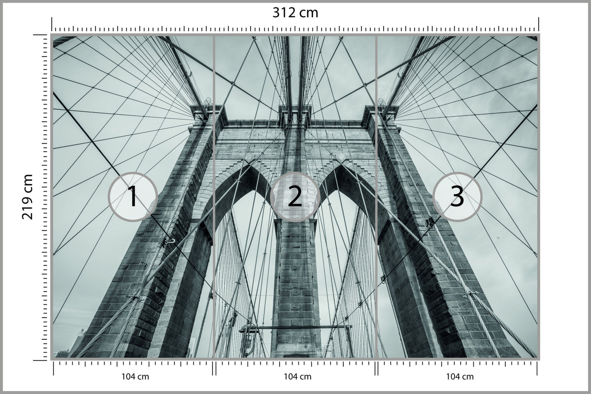 Fototapeta Most Brookliński Liny W Zbliżeniu 312 × 219 cm – podgląd kadru