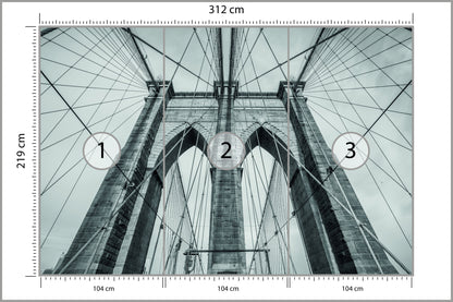 Fototapeta Most Brookliński Liny W Zbliżeniu 312 × 219 cm – podgląd kadru