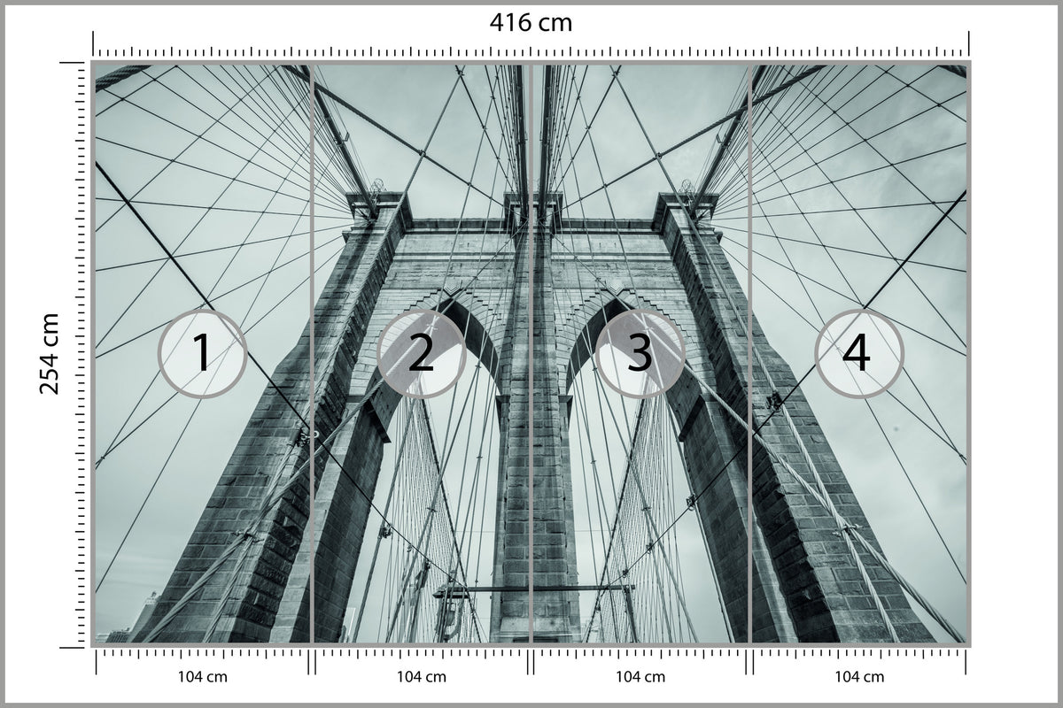 Fototapeta Most Brookliński Liny W Zbliżeniu 416 × 254 cm – podgląd kadru