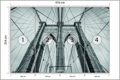 Fototapeta Most Brookliński Liny W Zbliżeniu 416 × 254 cm – podgląd kadru