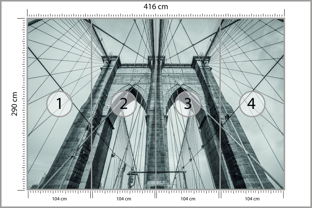 Fototapeta Most Brookliński Liny W Zbliżeniu 416 × 290 cm – podgląd kadru