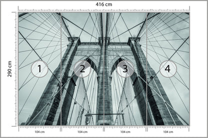 Fototapeta Most Brookliński Liny W Zbliżeniu 416 × 290 cm – podgląd kadru