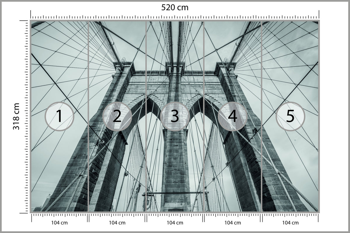 Fototapeta Most Brookliński Liny W Zbliżeniu 520 × 318 cm – podgląd kadru