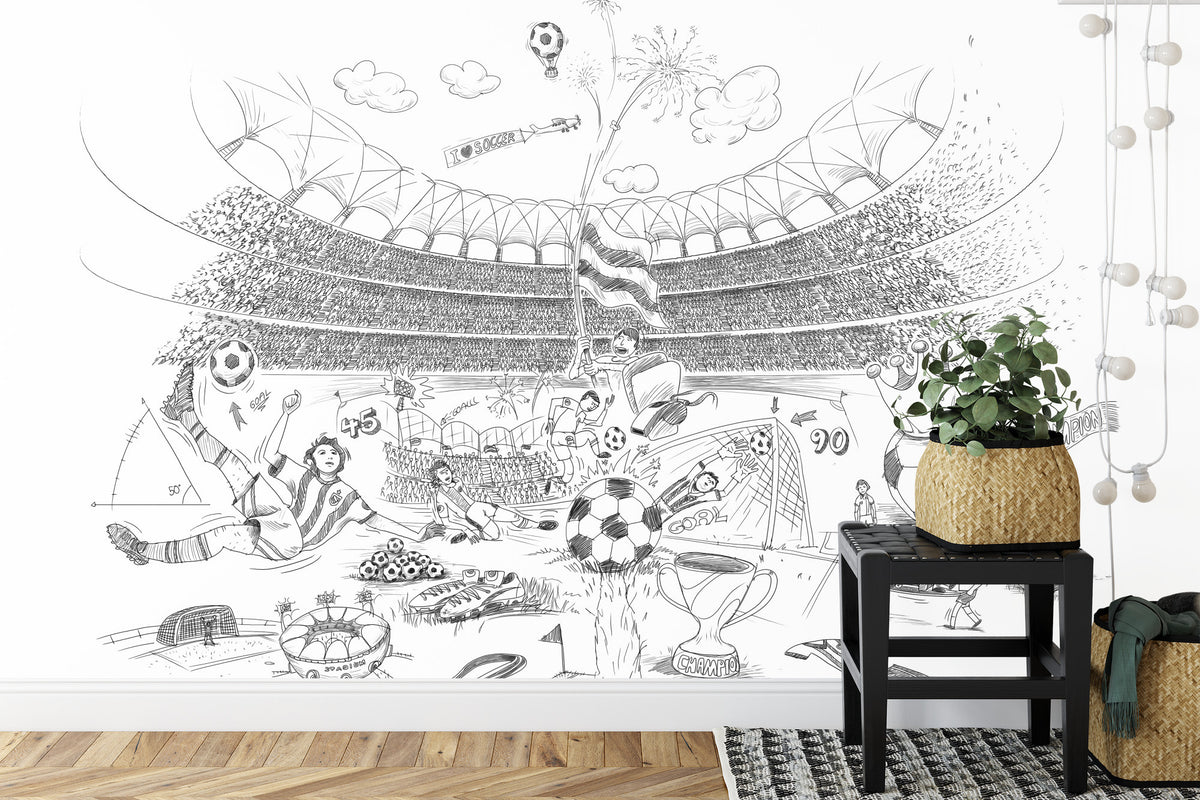 Fototapeta Piłka Nożna Stadion Rysunek – aranżacja wnętrza