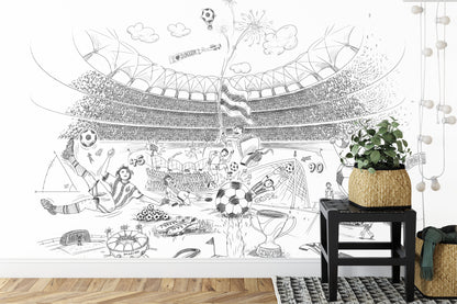Fototapeta Piłka Nożna Stadion Rysunek – aranżacja wnętrza