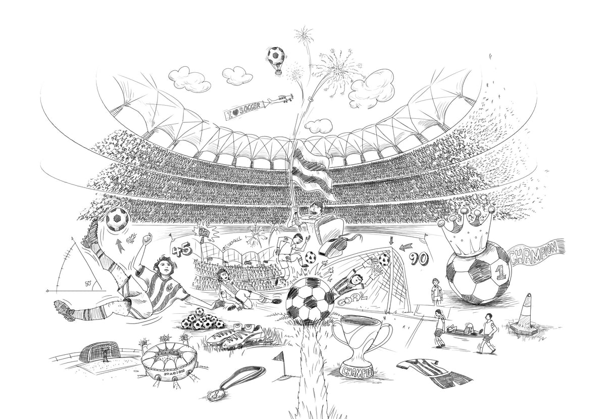 Fototapeta Piłka Nożna Stadion Rysunek – wzór
