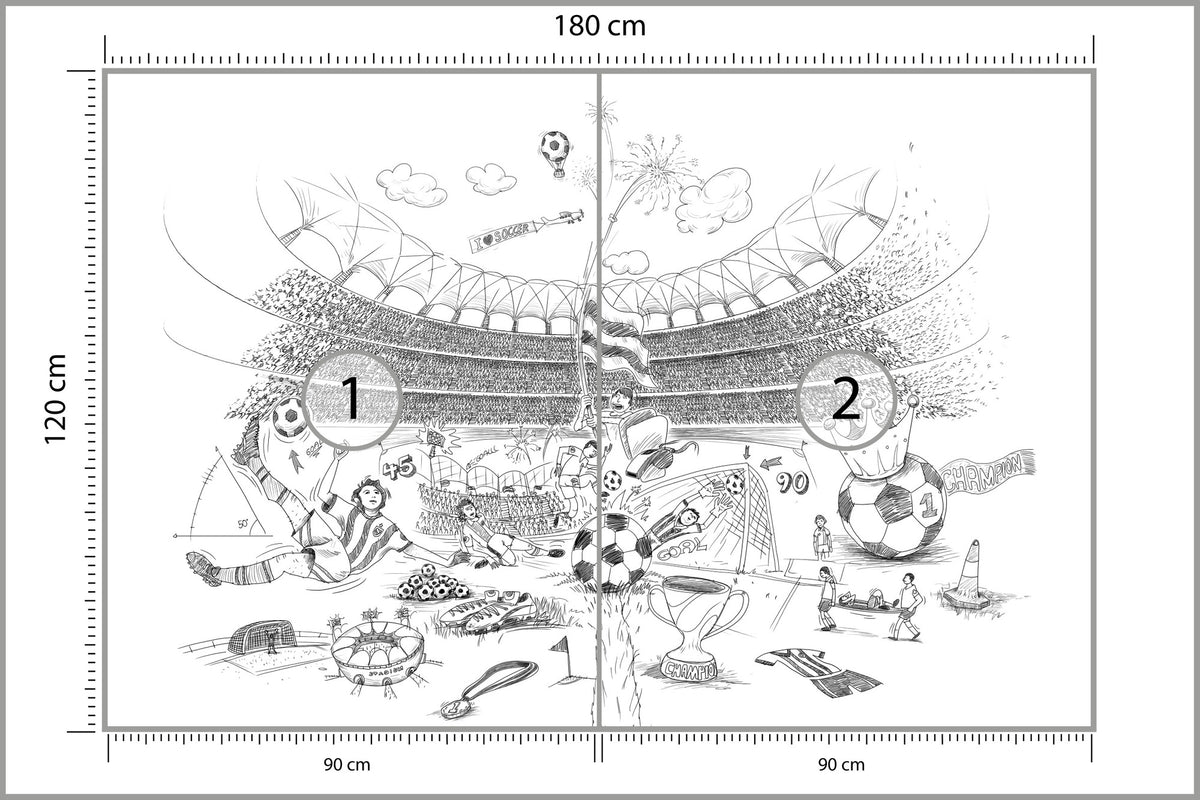 Fototapeta Piłka Nożna Stadion Rysunek 180 × 120 cm – podgląd kadru