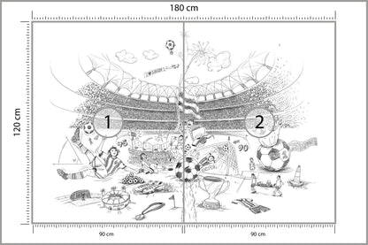 Fototapeta Piłka Nożna Stadion Rysunek 180 × 120 cm – podgląd kadru